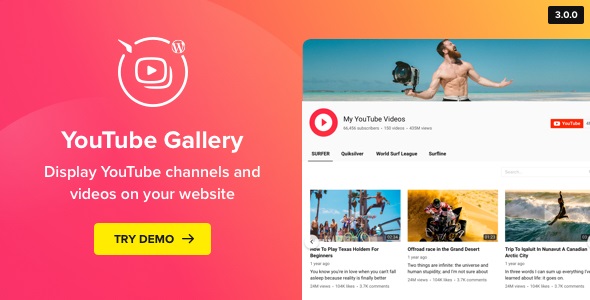 YouTube Plugin - WordPress YouTube Gallery v3.5.0 - Authentic WP